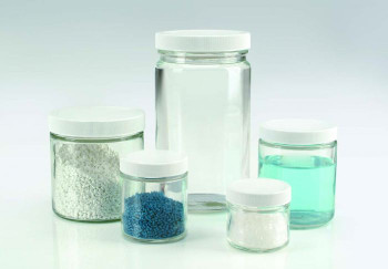 WHEATON® Glass Sample Jars with White PP Lids, 60ml Capacity, 55x50mm