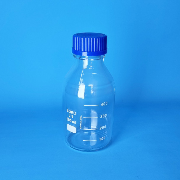 Laboratory Screw Cap Bottle, Clear Borosilicate Glass, 500ml (Pack of 2) Laboratory Screw Cap Bottle, Clear Borosilicate Glass, 500ml (Pack of 2)