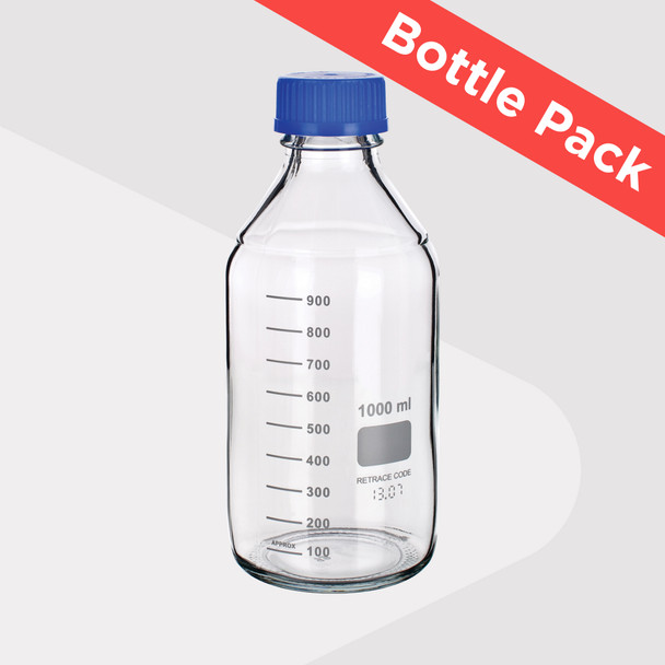 Laboratory Screw Cap Bottles, Clear Borosilicate Glass (5 Various Sizes Pack)
