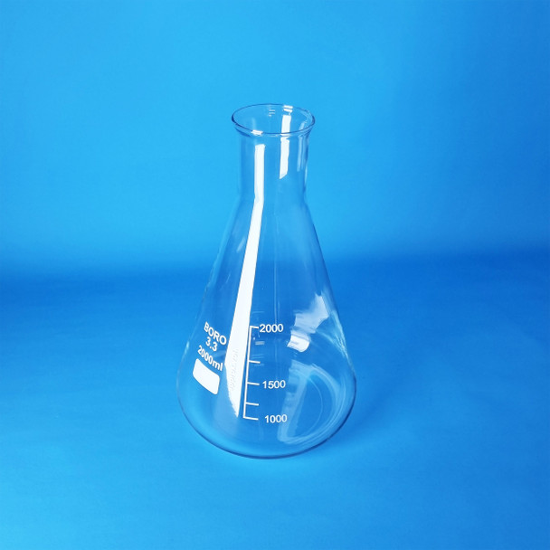Borosilicate Glass Erlenmeyer Flasks, Narrow Neck, 2000ml