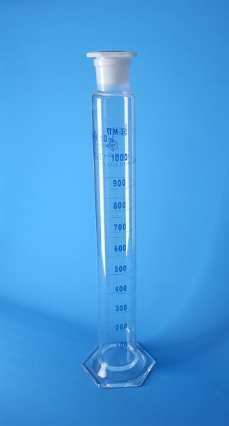 Borosilicate Glass Mixing Measuring Cylinder with Stopper, Tall Form, Class A, 1000ml