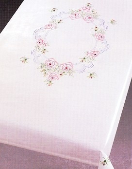 White border stripes on White Tablecloths / 582700R