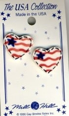 Large Heart Flag Clip Earrings / MHUSA37