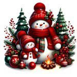 Snowmen Family Magnet / 25-1517.