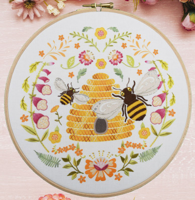 Folk Bees - Folk Art Range Collection by Kathy Pilcher 
 - Embroidery / BTEKP1