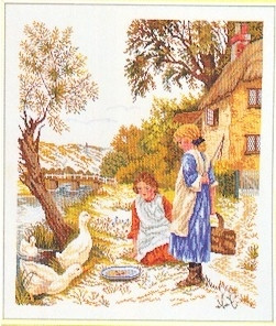 Girls Feeding Ducks / 7712964 WI
