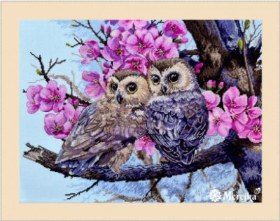 Two Owls in Spring Blossom / MK228