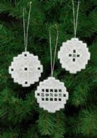 Hardanger White Christmas Bulb Ornaments (Set of 3 assorted) / 015622 WI