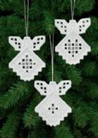 Hardanger Angel Ornament (Set of 3 assorted) / 015653 WI