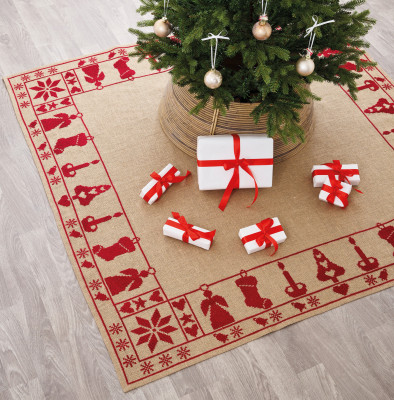 Red Motifs Tree Skirt / 455276 WI
