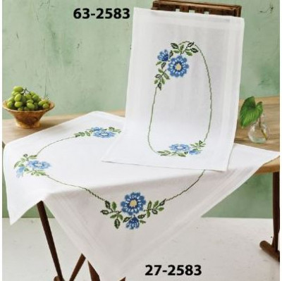 Blue Flowers Table Runner (top right) / 632583 WI