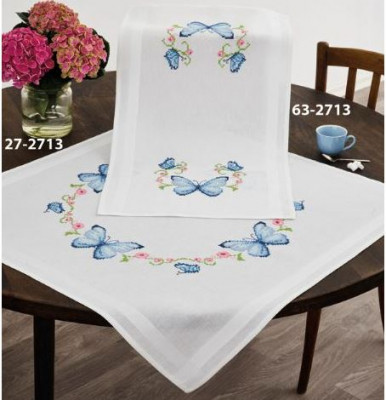 Blue Butterflies Table Runner (top) / 632713 WI