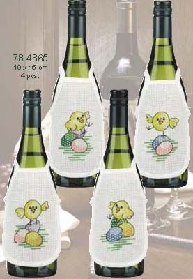 Chicks/Eggs Bottle Aprons 
 Set of 4 / 784865 WI