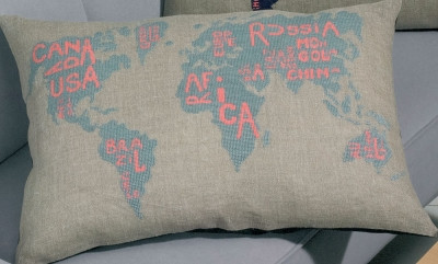 World Map Grayblue 

 Pillow / 834339 WI