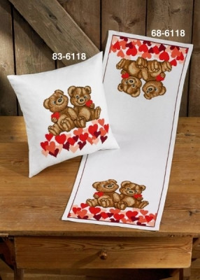 Heart Teddys Pillow (Left) / 836118 WI