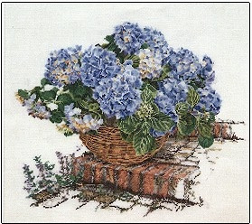 Blue Hydrangea In Basket / GOK2046A
