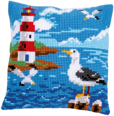 Lighthouse & Seagulls Cushion - Cross Stitch / PNV158364