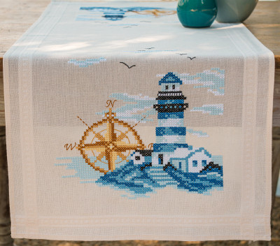 Navy Table Runner - Embroidery / PNV206193
