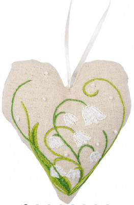 Lily of the Valley Deco Heart - Cushion - Embroidery / PNV222854