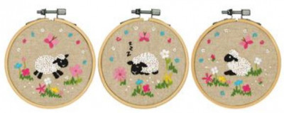 Sheep in the Meadow - Rings (set of 3) - Embroidery / PNV237588