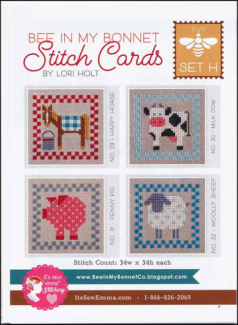 Bee In My Bonnet Stitch Cards - Set H / It's Sew Emma