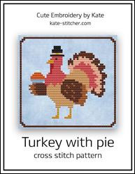 Turkey With Pie / Cute Embroidery By Kate