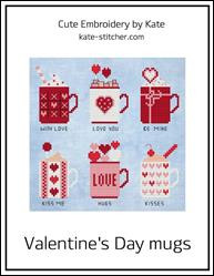 Valentine's Day Mugs / Cute Embroidery By Kate