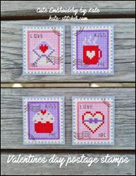 Valentines Day Postage Stamps / Cute Embroidery By Kate