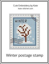 Winter Postage Stamp / Cute Embroidery By Kate