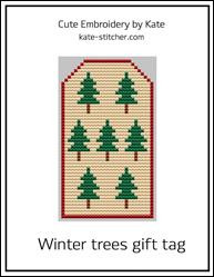 Winter Trees Gift Tag / Cute Embroidery By Kate