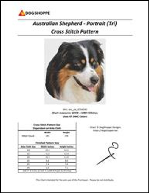 Australian Shepherd - Portrait (Black Tri) / Dogshoppe Designs