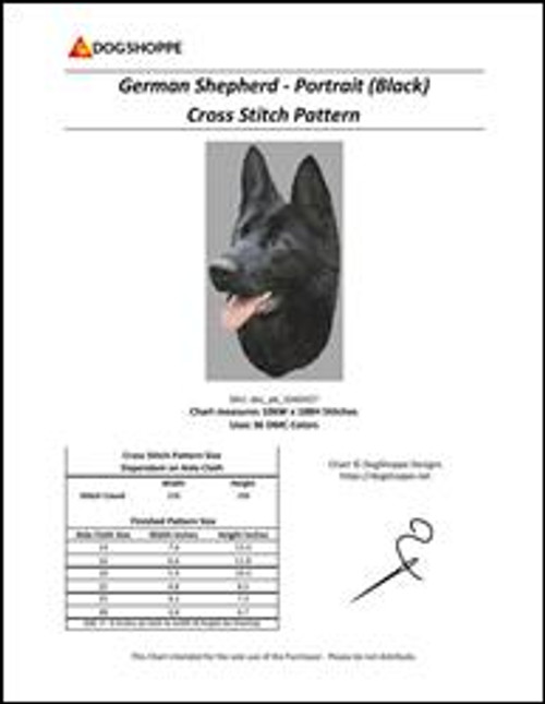 German Shepherd - Portrait (Black) / Dogshoppe Designs