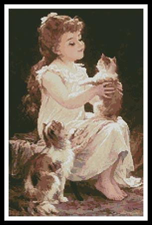 Playing With The Kitten - #11603 / Artecy Cross Stitch