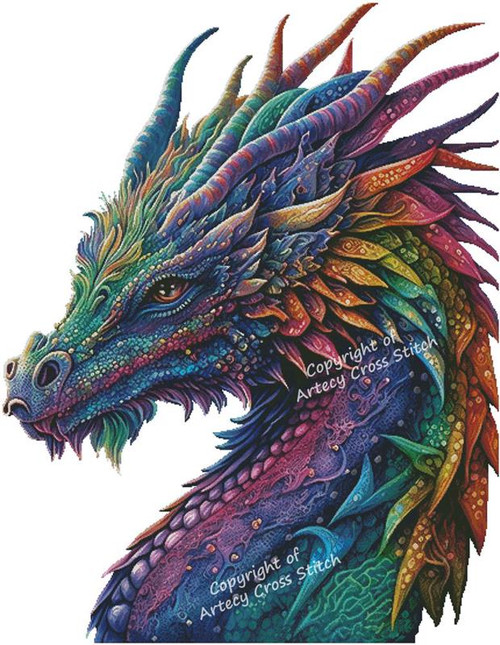 Rainbow Dragon (Large) No Background - 15239 / Artecy Cross Stitch