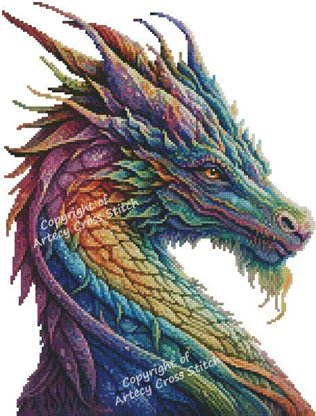 Mini Rainbow Dragon 2 (No Background) - 15241 / Artecy Cross Stitch