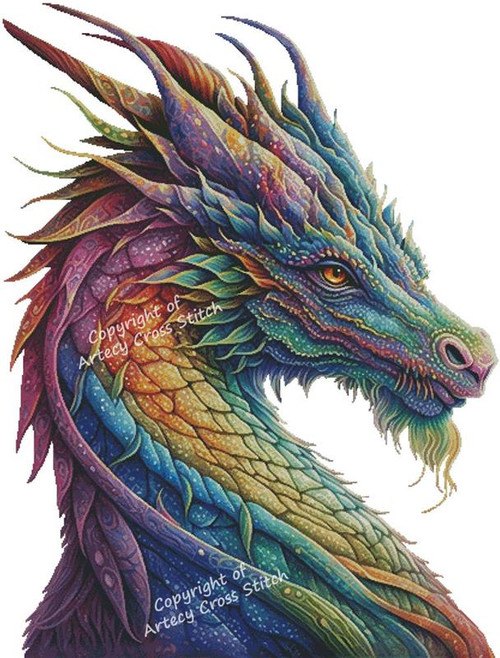 Rainbow Dragon 2 (Large) No Background - 15245 / Artecy Cross Stitch