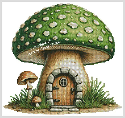 Green Toadstool Fairy House / Artecy Cross Stitch
