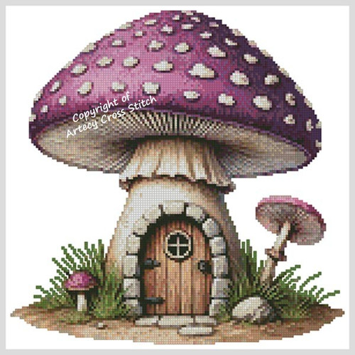 Purple Toadstool Fairy House / Artecy Cross Stitch