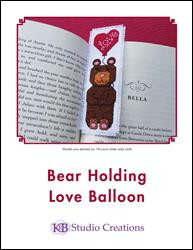 Brown Bear Holding Red Heart Balloon Bookmark / Keb Studio Creations