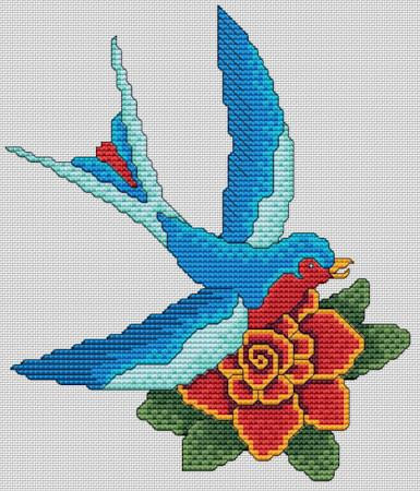 Vintage Swallow With Rose Tattoo / Artists Alley