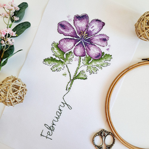 Birth Month Flowers: February - Geranium / Artmishka Cross Stitch