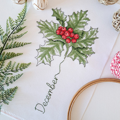 Birth Month Flowers: December - Holly / Artmishka Cross Stitch