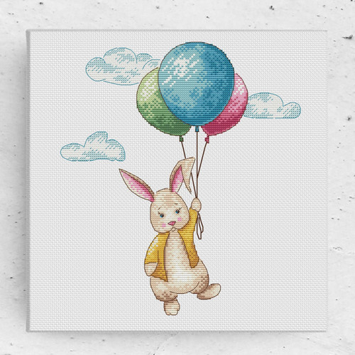 Bunny Rabbit And Balloons / Artmishka Cross Stitch