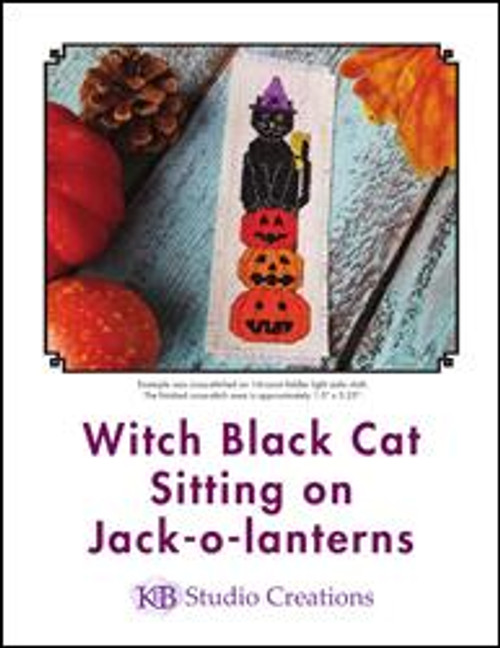 Witch Black Cat Sitting On Jack-O-Lanterns / Keb Studio Creations