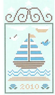 Summer Seascape 3 - Sailboat (w/thread) / Country Cottage Needleworks
