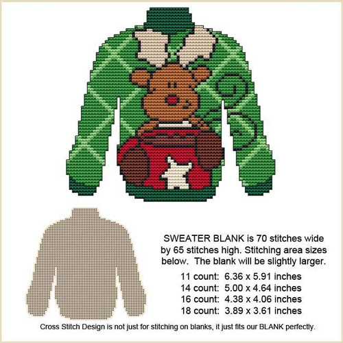 Blank Design - Reindeer Hot Cocoa Sweater / Cross Stitch On Blanks