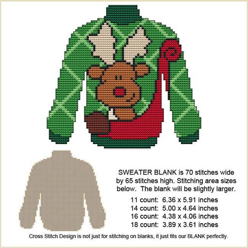 Blank Design - Reindeer Sleigh Sweater / Cross Stitch On Blanks