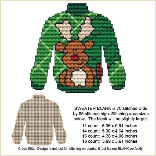 Blank Design - Reindeer Tree Sweater / Cross Stitch On Blanks
