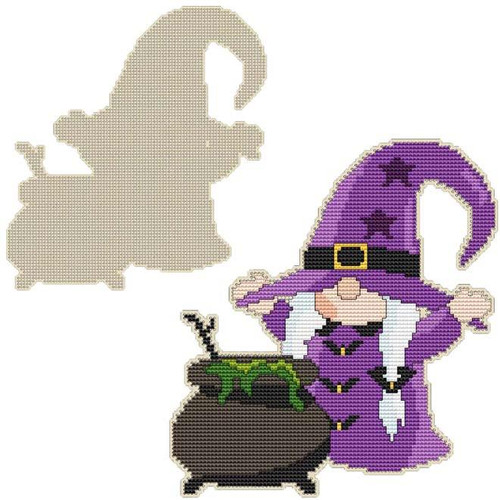 Blank Design - Halloween Gnome With Cauldron / Cross Stitch On Blanks