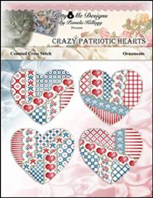 Crazy Patriotic Hearts Ornaments / Kitty & Me Designs